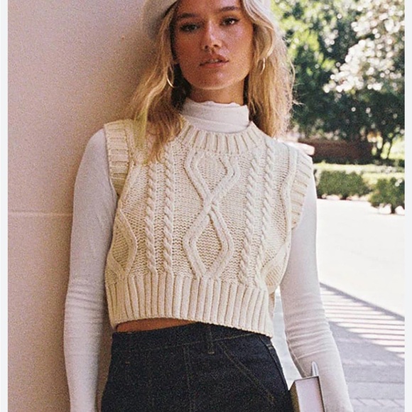 Marled Cream Cowl Neck Cable Knit Sweater - Picture 1 of 3